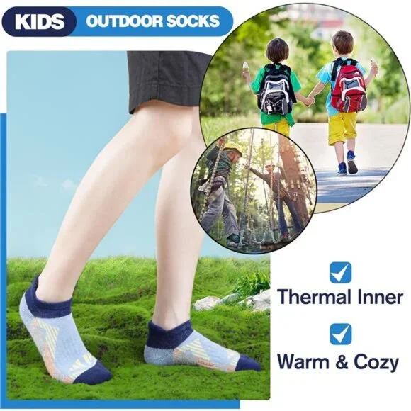 6 Pairs Kids Merino Wool Ankle Socks Thermal Thick No Show Socks - Picture 4 of 7